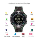 Compass watch multifunctional men military watch multifunctional digital sports wristwatch fixed point return pedometer calories