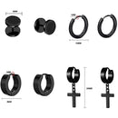 1pair Men Cross Stars Punk Dangle Earrings Gothic Woman Stainless Steel Cross Ear Hoop Earrings Different Shape Piercing Jewelry