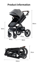Kinderwagen 3 in 1, vierrädriger Kinderwagen, 2 in 1 Babyauto, leichte Kinderwagen, Multifunktionskinderwagen, Kinderwagen, Poussette