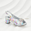 2025 Rhinestone Design INS Hot Sale New Arrivals African Shoes and Bag Set in Silver Color Open Toe Comfortable Women Heels