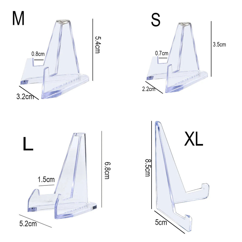 10PCS Acrylic Display Holder Transparent Triangle Commemorative Coin Small Photo fram Card Holder Rack Phone Stand Home Decor