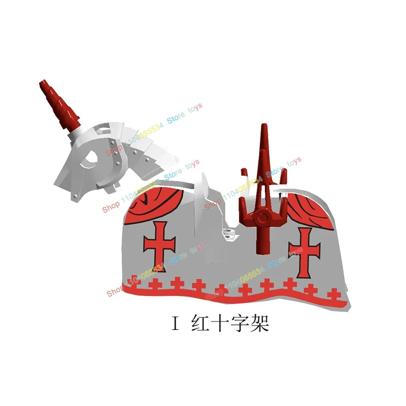 MOC Medieval Military Series Castle Roman Knight Horse Saddle Soldiers War Horses Building Block Accessories Kids Education Toy