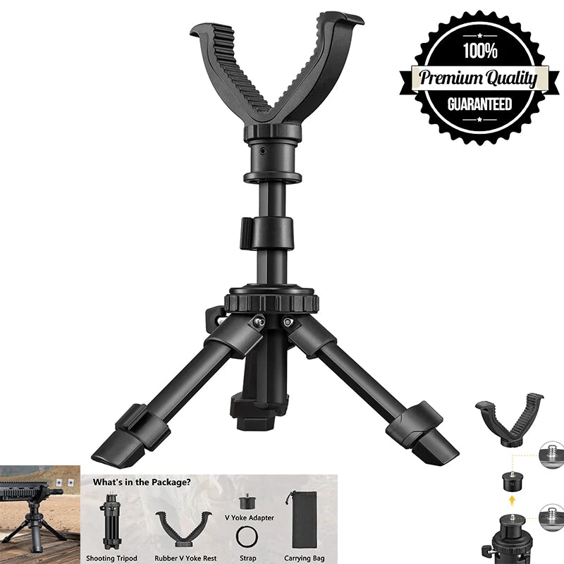 Aluminum Rest Tripod Adjustable Height Rifle 360 Degree Rotation V Yoke Stand Portable Construction For Target Shooting