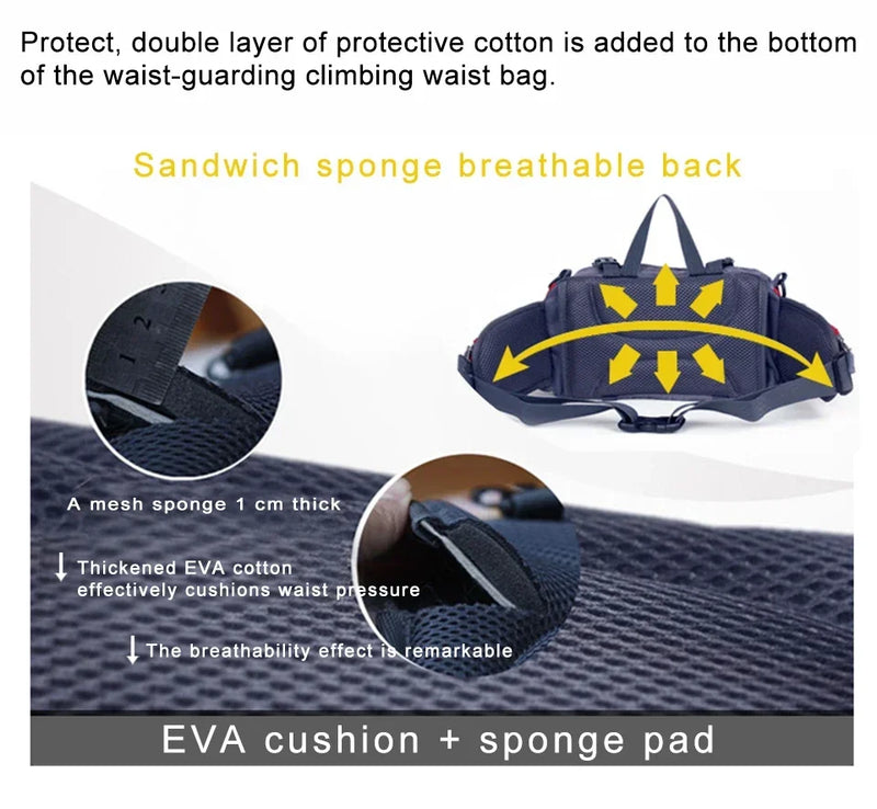 Men Women Shoulder Bag Kettle Travel Backpack Waterproof Rucksack 5L Outdoor Sports Hiking Waist Bag Camping  Cycling Climbing