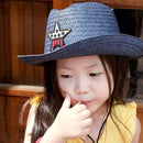 Kids Western Cowboy Hat Retro Sheriff Cap Sunscreen With Wind Rope Hat Boys Girls Horseback Riding Tourism Fishing Sunshade Cap
