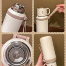 JUSTINLAU 600/800ML Thermos Cup Kitchen Vacuum Flasks with Tea Strainer Stainless Steel Portable Travel Thermal Water Bottles