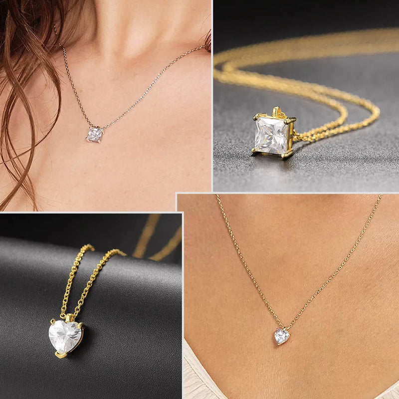 Waterdrop Crystal Pendant Necklace for Women Korean Fashion Gold Color Geometric CZ Choker Chain on Neck Accessories Jewelry