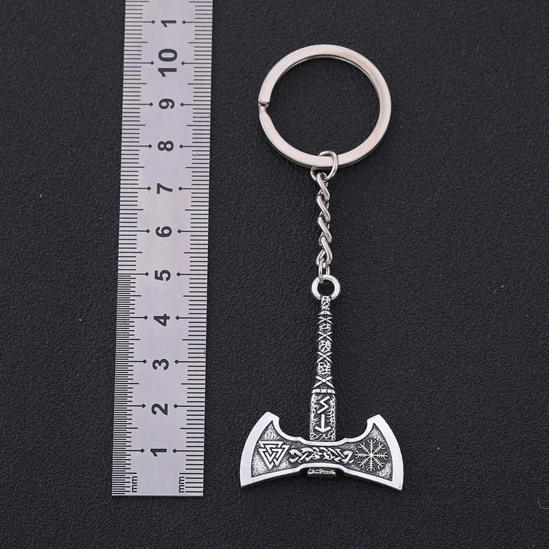 Fishhook Viking Keychain Punk Gothic Axe Vicca Talisman Slavic Irish Knot Pagan Amulet Pendant Key Chain For Man Gift jewelry