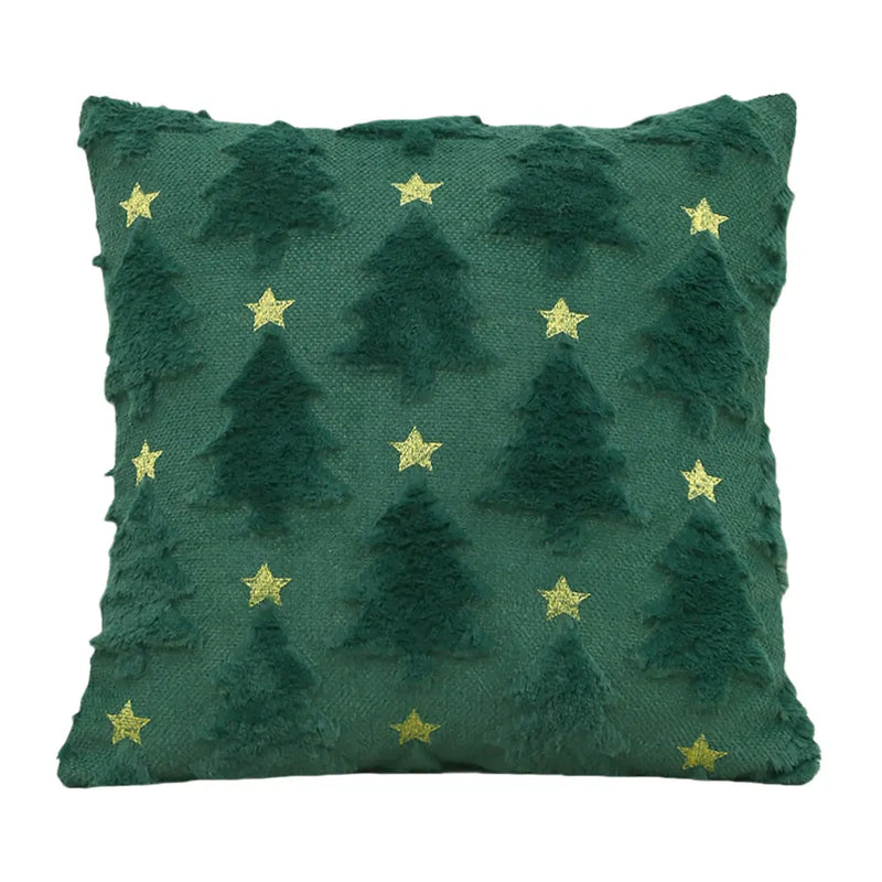 Christmas Tree Pillow Covers 45x45cm Soft Plush Pillowcase Couch Cushion Case for Couch Sofa Holiday Festivals Winter Home Decor