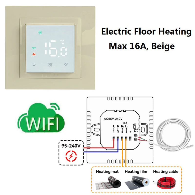 Smart WIFI MK08 Thermostat Remote Temperature Controller 3A 16A for Water/Electric Floor/Gas Boiler 1PC