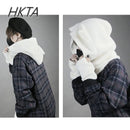 Japanese Harajuku Embroidery New Plush Dark Series Hat Student Boys and Girls Cat Ears Hats Scarf Winter Hat Y2K Halloween Cap