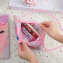 Plush Unicorn Square Squint Shoulder Bag Cartoon Children's Plush Crossbody Bag Kindergarten Girls' Zero Wallet