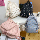 Teen Girls School Backpack Cute Small Floral Print Nylon Travel Bookbag Women Casual Lightweight College Laptop Rucksack Purse