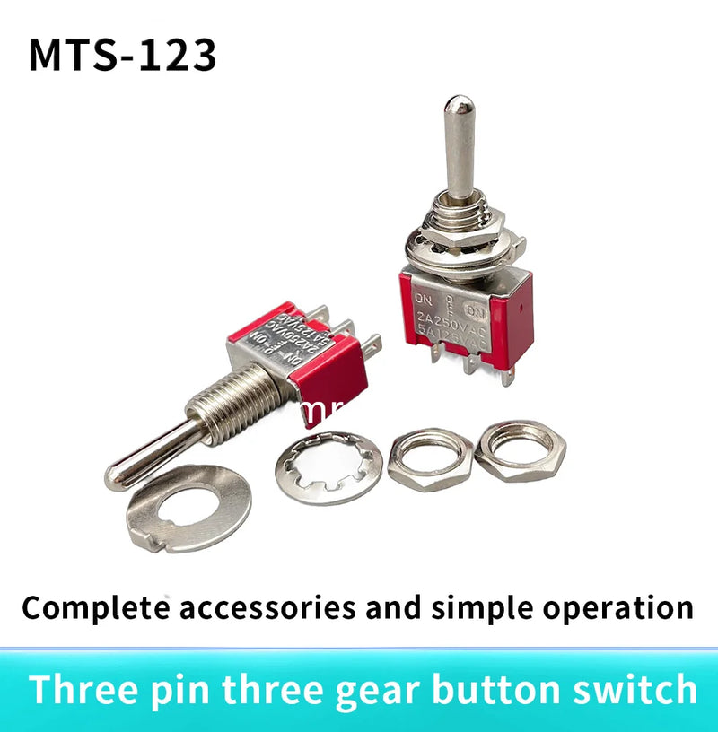 MTS-123 223 Double reset 6MM button Shake head toggle switch 3/6 pin 3 gear rocker button