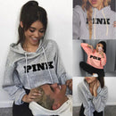 The New Popular Monogrammed Long-sleeved Midriff-cut Short Plus Velvet Hoodie