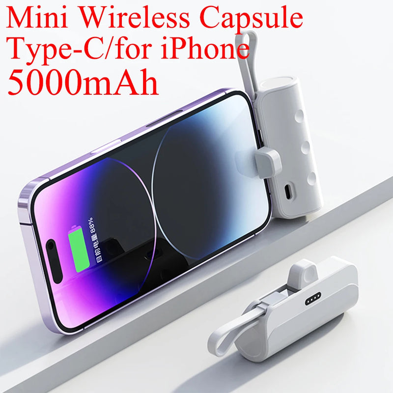 Mini Power Bank 5000mAh Portable Charger Mobile Phone Spare External Battery Backup Wireless PoverBank For iPhone Samsung Huawei