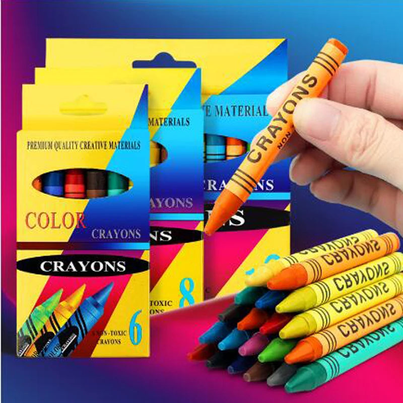 6-8 Colors Crayons Round Non Toxic Sticks Brushes Oil Painting Sticks Art Set Stationery School Supplies Kids