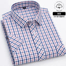 6XL Men's shirt Short sleeve Spring summer 100% cotton plaid Oxford non-ironing anti-wrinkle plus size casual shirt slim fit