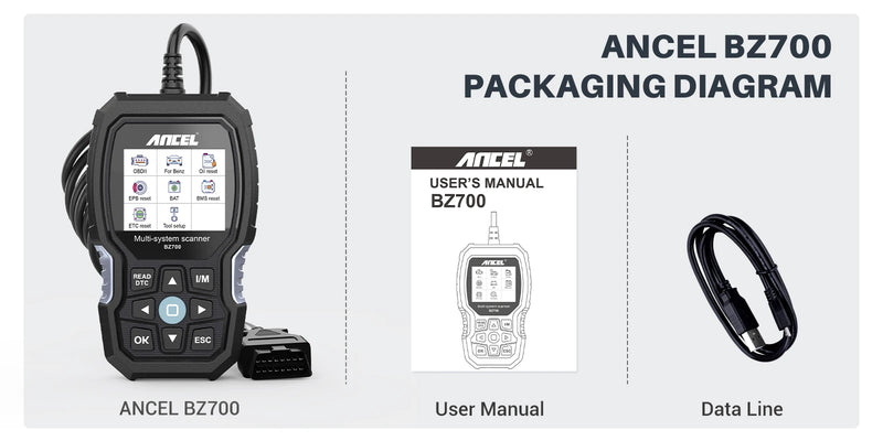 ANCEL BZ700 OBD2 Scanner for Mercedes for Benz Sprinter Smart All System Scan Tool ABS SRS SAS Oil Reset Car Diagnostic Tool