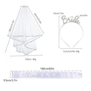 3tlg. Hochzeit Verlobung Party Brautdusche Dekorationen Zubehör Braut Tiara Krone Schärpe Schleier Set Junggesellinnenabschied Gastgeschenke