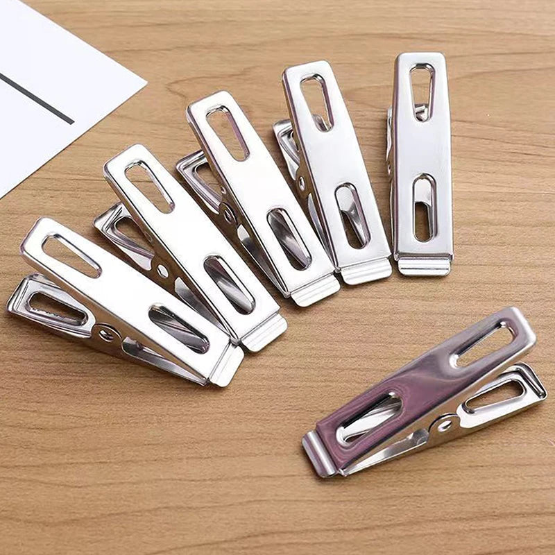 10/20PCS Stainless Steel Clothes Pegs Washing Clips Household Sealing Clip Silver Windproof Clips Hang Pins Metal Clip Clamp Set