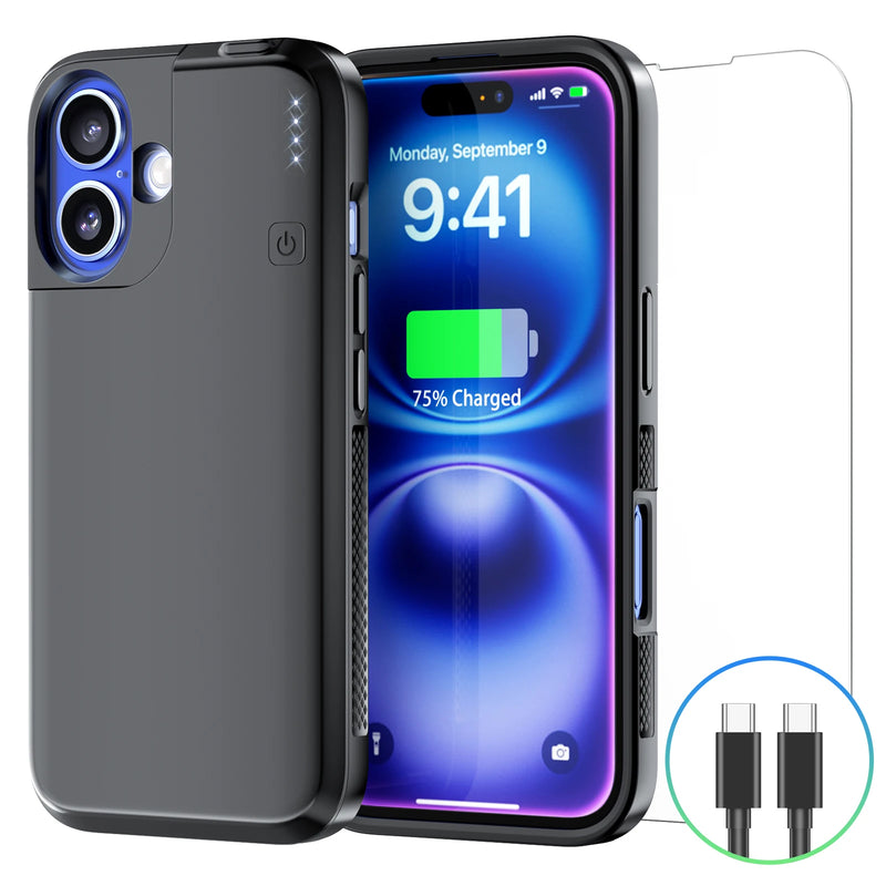 External 5000mAh Battery Case for iPhone 16 Charging Power Bank Cover Portable Rechargeable Charger Charging Case Battery