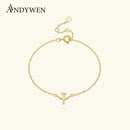 ANDYWEN 925 Sterling Silver Aircraft Charm Chain Bracelet Luxury Plain Women 2024 New Arrivals Trendy Simple Fine Jewelry Gift