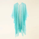 Women Sun Protection Shawl Lady Summer Hollow Out Cardigan Holiday Bikini Blouse Breathable Beach Cape Sexy Tippet with Pearls