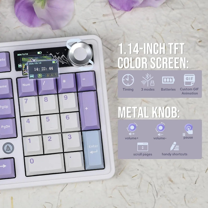 AJAZZ AK980 Mechanical Gaming keyboard, 2.9cm TFT Screen, Volume Knob, 98-Key Gasket Structure, RGB Lighting, Hot-Swappable PR4