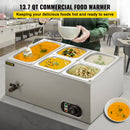VEVOR 110V Commercial Food Warmer 1x1/3GN&4x1/6GN 5-Pan Stainless Steel Bain Marie 13.7 Quart Capacity for Catering Restaurants