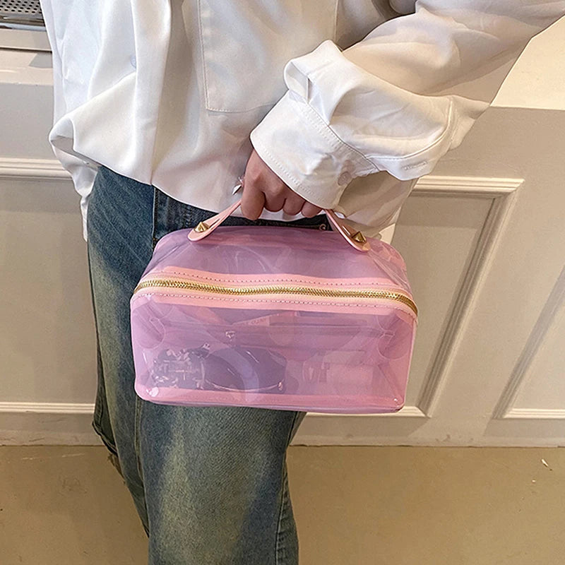 2024 Transparent Makeup Bag Fashion Travel Women's Cosmetic Bag Beauty Case Large Capacity Portable Handbags Toiletry Kit Ladies