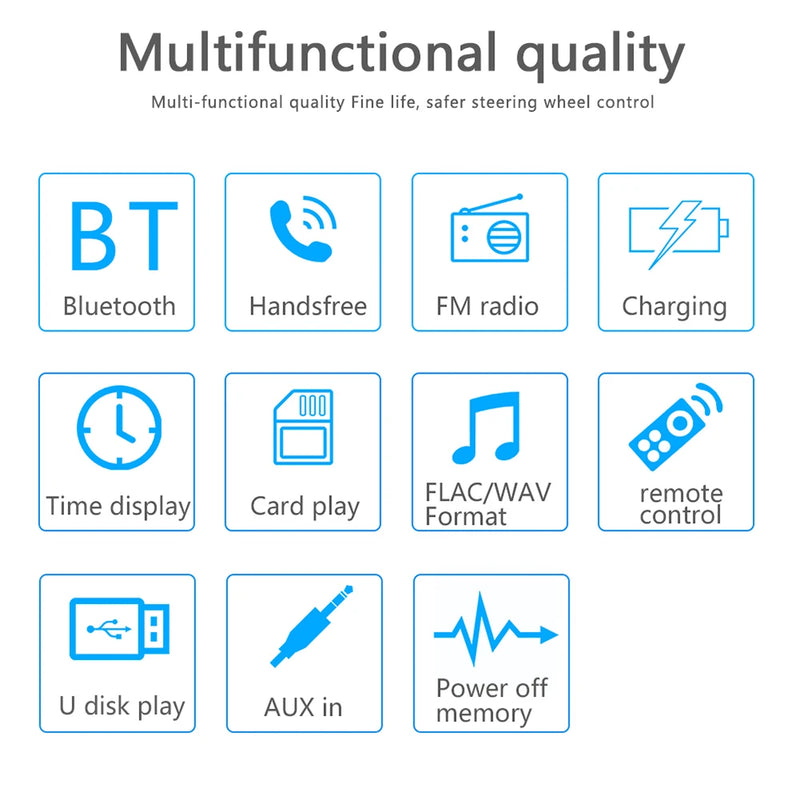 Podofo 1Din Double USB MP3 Player ISO Port Car Radio Key Touch USB 4 Channel Audio Output Bluetooth Remote Control Car Stereo