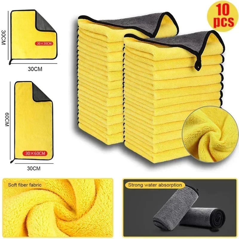 1/10pcs Microfibre Car Cleaning Cloths Thickened Car Towel with Super Absorbent for Car Wash,Waxing,Polishing,Cleaning&Drying