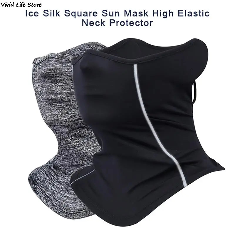 Reflective Nigh Riding Half Face Mask Summer Ice Silk Sunscreen Dust-proof Neck Collar Scarf Sports Bandana Men Women