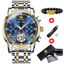 OLEVS Mechanische Herrenuhren, Automatik, Edelstahl, Wasserdicht, Datum, Woche, Grün, Mode, Klassische Armbanduhren 6607