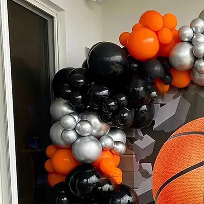 77pcs Basketball Theme Black Orange Balloon Garland Arch Kit Wedding Birthday Retirement Party Decor Baby Shower Latex Ballon