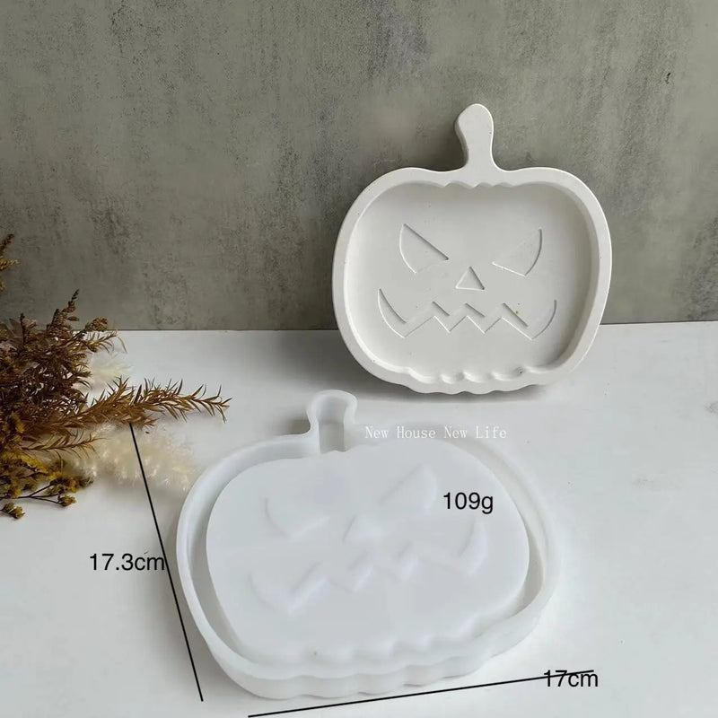 Halloween Pumpkin Bat Specter Tray Molds Silicone Coaster Mold Epoxy Resin Casting Molds for Making Faux Agate Cup Mat