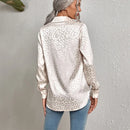 New Elegant Office Lady Long Sleeve Leopard Jacquard Blouse Turn Down Collar Button Shirt 2023 Spring Autumn Fashion Tops 19169