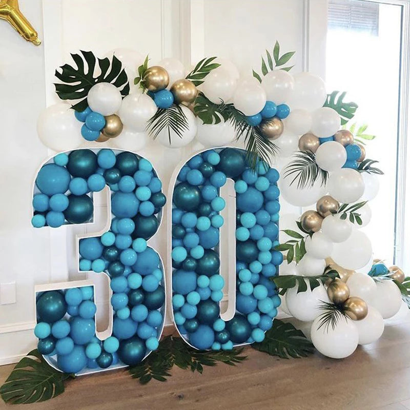 100cm Blank Number Mosaic Balloon Frame DIY 0-9 Filling Box Large Number Foam Board for Birthday Anniversary Party Decoration