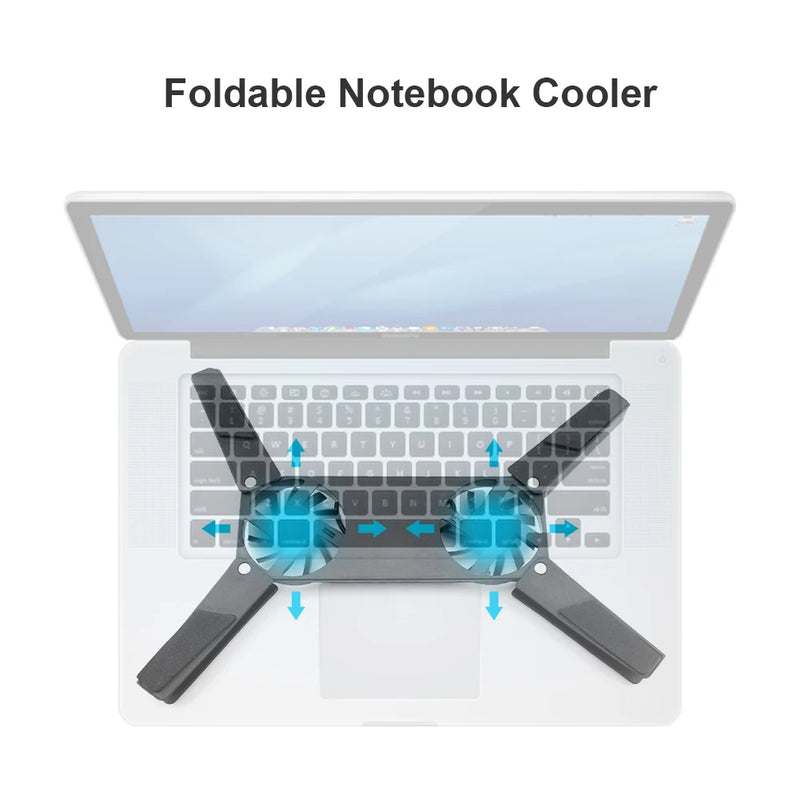 USB Powered Foldable Laptop Cooler with Double 60mm Fans for Notebook Computer