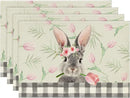 2024 Easter Rabbit Table Runner Linen Bunny Dining Table Cloth Placemat Spring Holiday Happy Easter Decoration for Home Kitchen