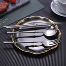 Helles Silber 18/10 Edelstahl Luxus Besteck Tafelservice Messer Löffel Gabel Essstäbchen Besteck-Set Spülmaschinenfest