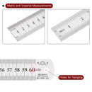 2 in 1 Stainless Steel Ruler with Scriber Block 60cm/24" Metric and Inch Metal Ruler with 30mmLong Brass Locating Vernier Slider