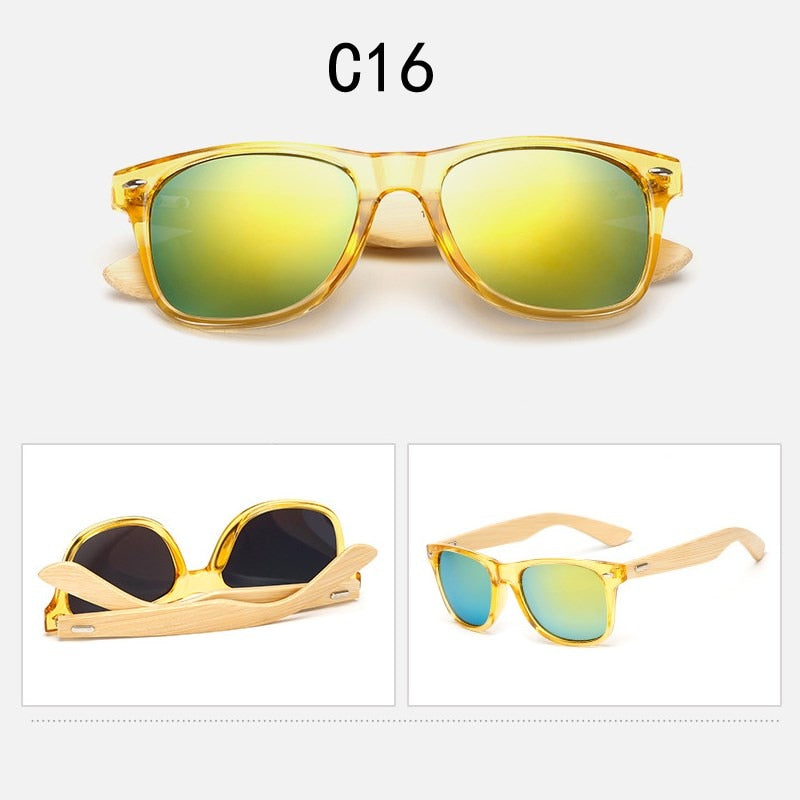 Wood Sunglasses Men Women Square Bamboo Women for Women Men Mirror Sun Glasses Oversize Retro De Sol Masculino Handmade