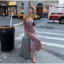 The Meridian Line | Colour-Block Halter Maxi Dress