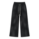 2025 Winter New Fleece Sweatpants Men Splashing Ink Spray Dyeing Wash Distressed Wide Joggers Grinding Edges Baggy Plush Pants