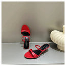 2025 Women's Summer New Fashion Square Toe Simple Solid Color Slippers Outdoor Peep Toe Casual Banquet Party Women Sandals Mujer
