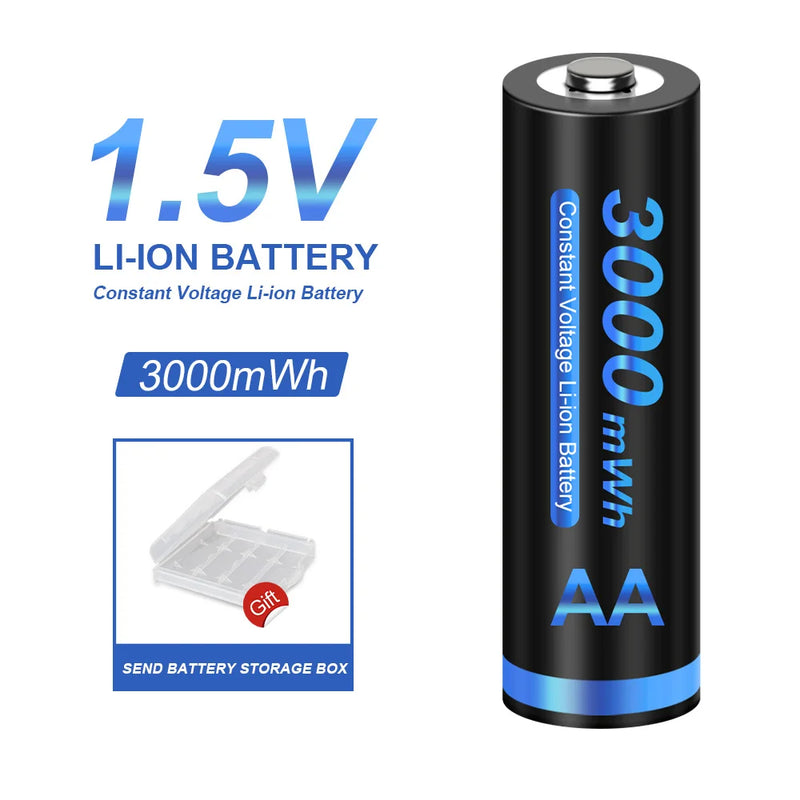 CITYORK 1.5V AA Li ion Rechargeable Battery 3000mWh 1.5 V AA Lithium ion Rechargeable Batteries With1.5V AA AAA Battery Charger
