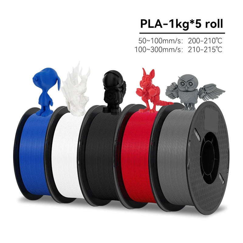 KEEPANG PLA/HS-PLA/PETG/Silk PLA 3D Printer Filament 1.75mm Mix Color 5Rolls High Speed PLA Printinng Material for Bambu Lab