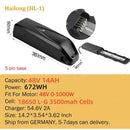Ebike Battery Hailong Polly 36V 48V  20Ah 24Ah 25Ah 18650 21700 Electric Bike Batteria 14.4ah for500W 750W 1000W 1500W Motor